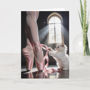 Tarjeta Cumpleaños de la nieta Bailarina con gatito