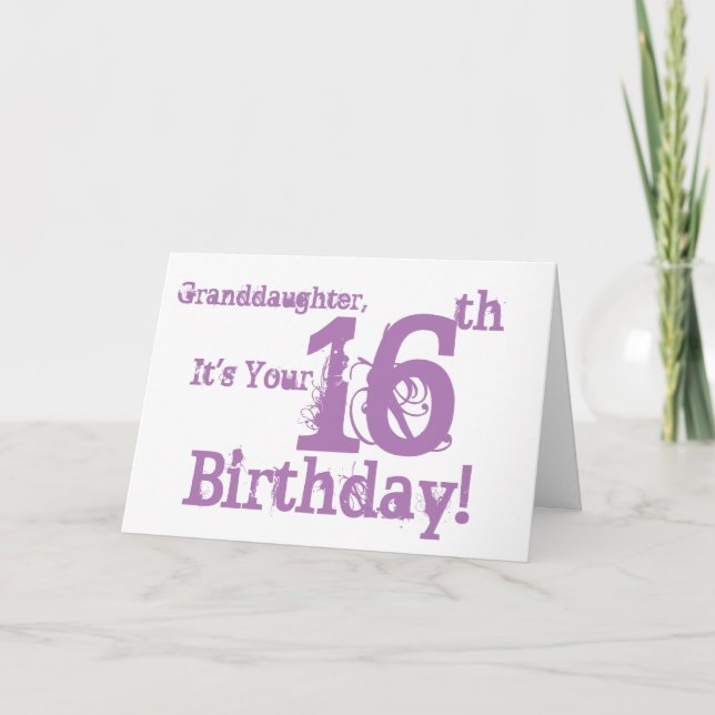 Tarjeta Cumpleaños de la nieta en morado. (Anverso)