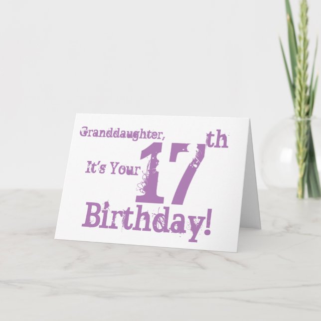 Tarjeta Cumpleaños de la nieta en morado. (Anverso)