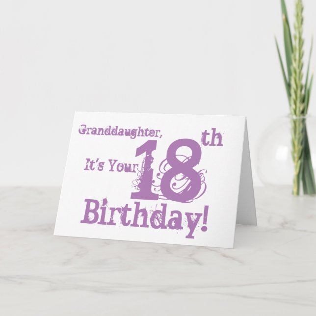 Tarjeta Cumpleaños de la nieta en morado. (Anverso)