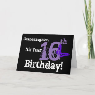 Tarjeta Cumpleaños de la nieta, mariposa morada.