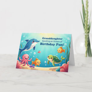 Tarjeta Cumpleaños de la nieta Océano de Diversión Escena