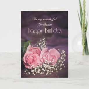 Tarjeta Cumpleaños de la padrina con rosas rosas rosas