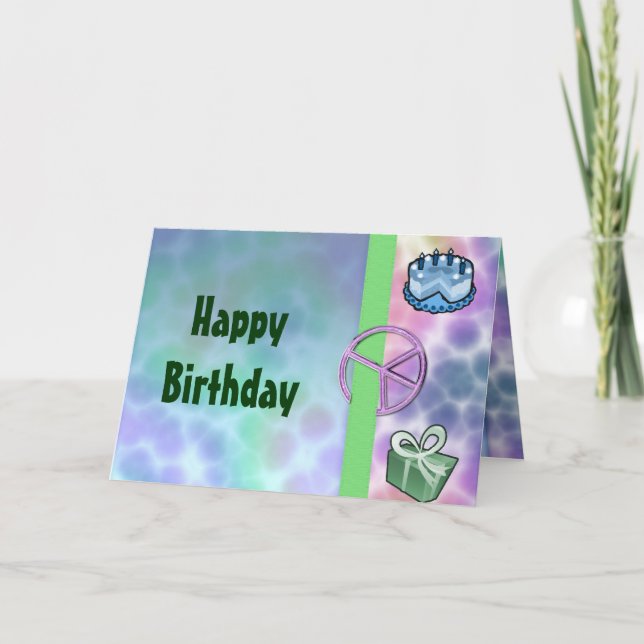 Tarjeta Cumpleaños de la Paz de Tie Dye (Anverso)