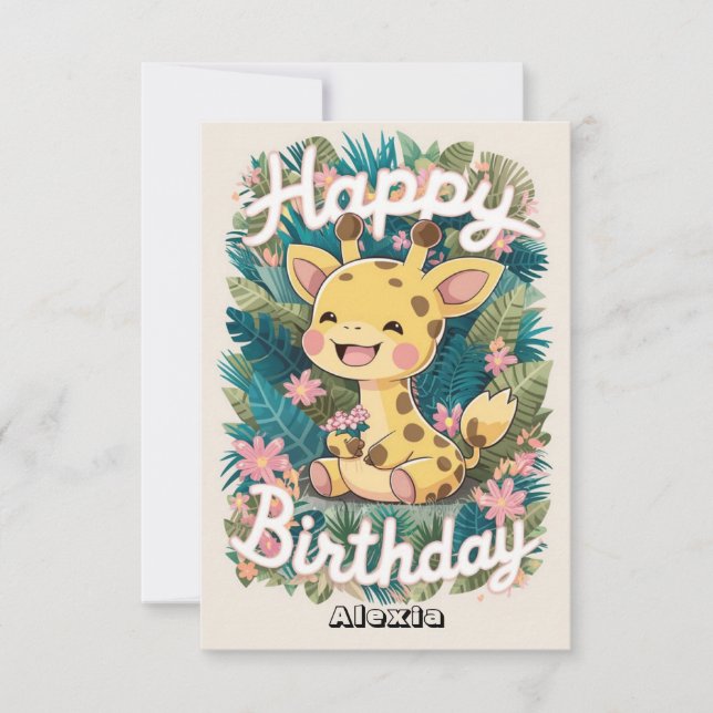 Tarjeta Cumpleaños de la Pequeña Girafa (Anverso)
