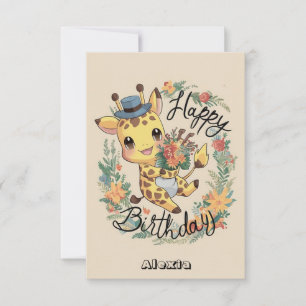 Tarjeta Cumpleaños de la Pequeña Safari Giraffe