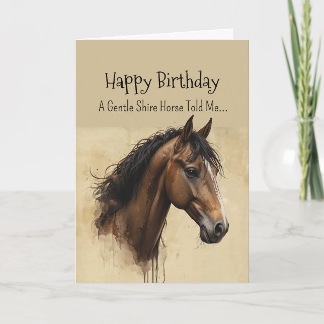 Tarjeta Cumpleaños de la personalidad de un Caballo Shire (Anverso)