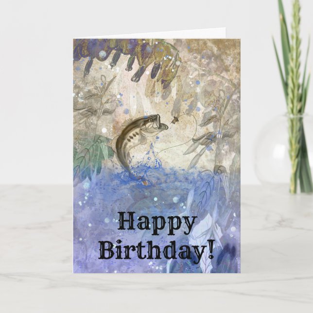 Tarjeta Cumpleaños de la Pesca de Bass (Anverso)