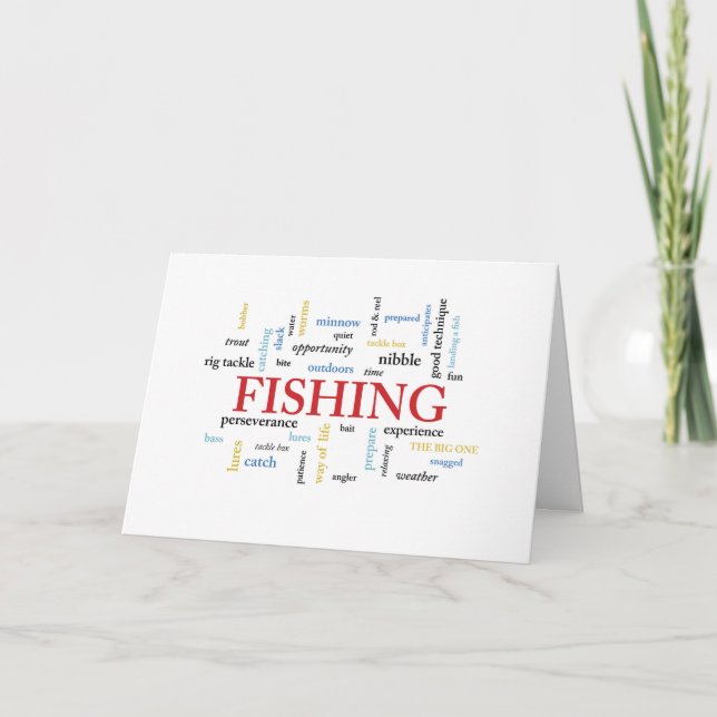 Tarjeta Cumpleaños de la pesca en palabras (Anverso)