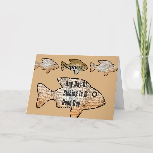 Tarjeta Cumpleaños de la pesca para un sobrino, 4 peces de (Anverso)