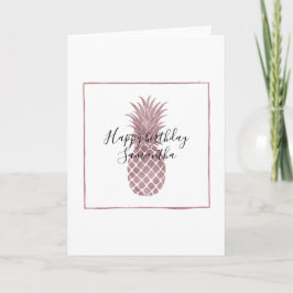 Tarjeta Cumpleaños de la piña Rosa Gold