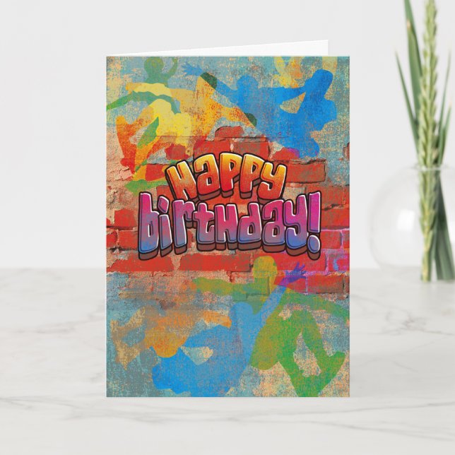 Tarjeta Cumpleaños de la pintada del monopatín (Anverso)
