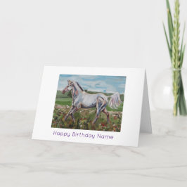 Tarjeta Cumpleaños de la pintura de aceite de caballo blan