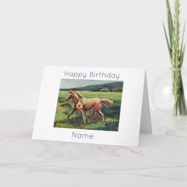 Tarjeta Cumpleaños de la pintura de aceite de caballo de P (Anverso)