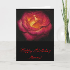 Tarjeta Cumpleaños de la pintura de aceite del Rosa de lla