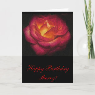 Tarjeta Cumpleaños de la pintura de aceite del Rosa de lla