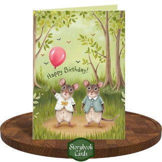 Tarjeta Cumpleaños de la pintura de bosque de la pareja de