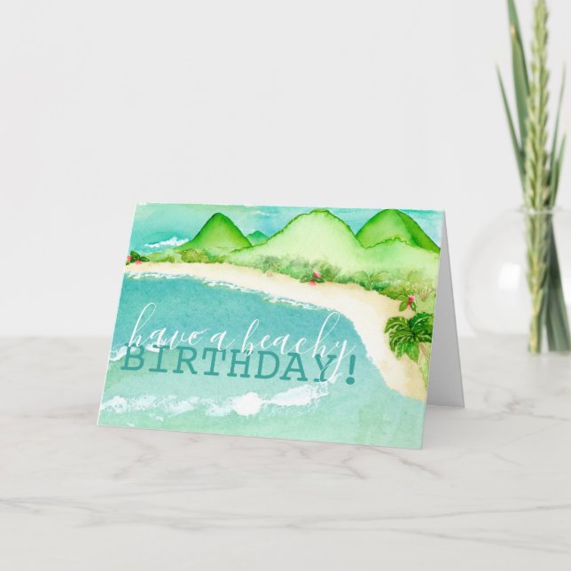 Tarjeta Cumpleaños de la playa, cumpleaños de verano de la (Anverso)