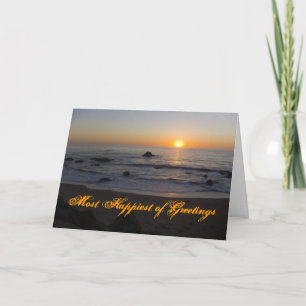 Tarjeta Cumpleaños de la playa de la puesta del sol
