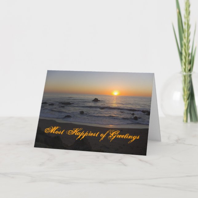 Tarjeta Cumpleaños de la playa de la puesta del sol (Anverso)