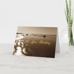 Tarjeta Cumpleaños de la playa de la sepia