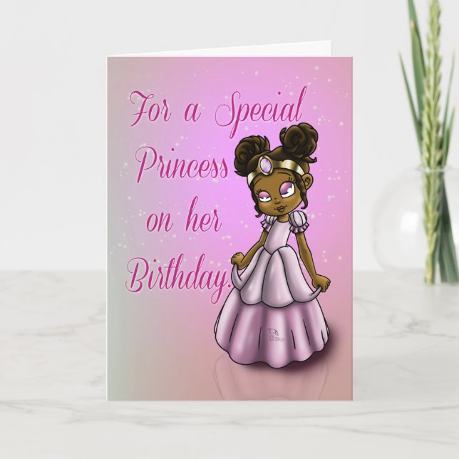 Tarjeta Cumpleaños de la princesa afroamericana (Anverso)