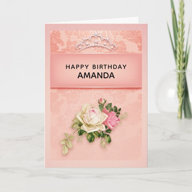 Tarjeta Cumpleaños de la Princesa con Corona de Diamantes  (Anverso)
