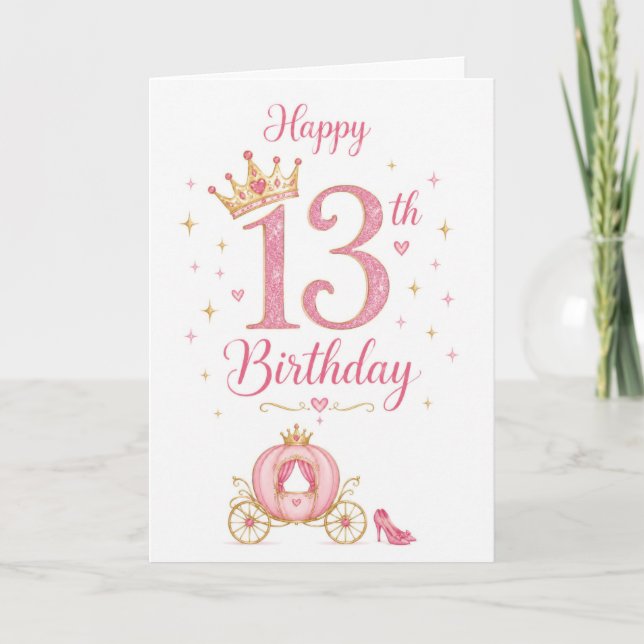 Tarjeta Cumpleaños de la princesa de 13 años (Anverso)