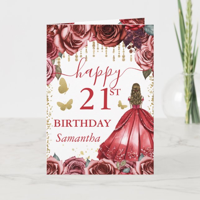 Tarjeta Cumpleaños de la Princesa de Cabello Rubio con Ves (Anverso)