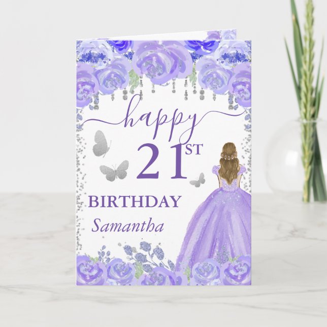 Tarjeta Cumpleaños de la princesa de cabello rubio vestido (Anverso)