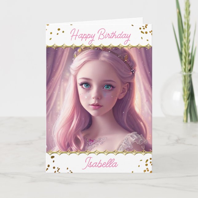 Tarjeta Cumpleaños de la princesa personalizada (Anverso)