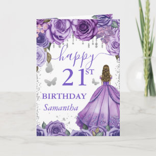 Tarjeta Cumpleaños de la princesa rubia de vestido morado