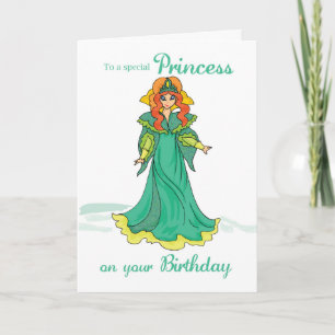 Tarjeta Cumpleaños de la Princesa, Verde