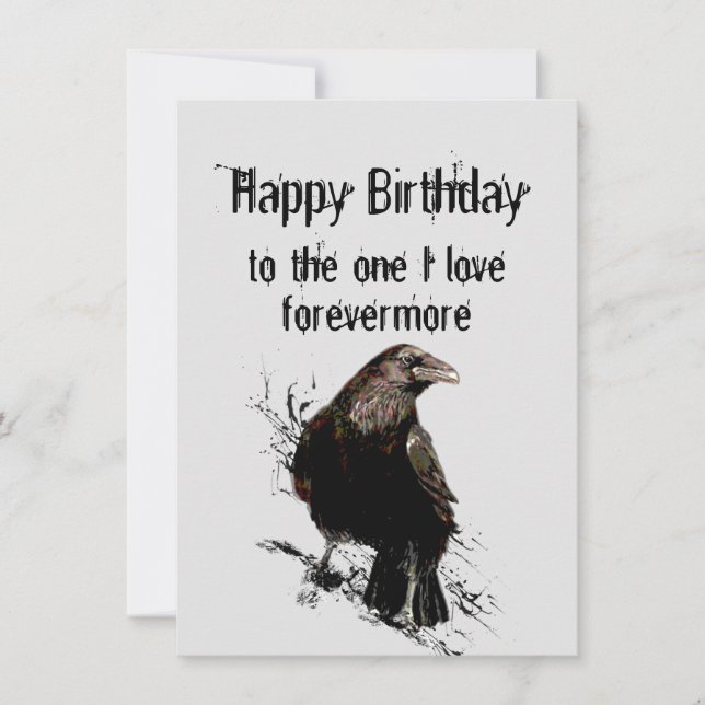 Tarjeta Cumpleaños de la que amo Forevermore Fun Raven (Anverso)