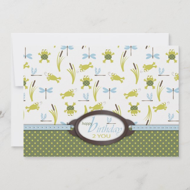 Tarjeta Cumpleaños de la Rana de Natación de Pino (Anverso)