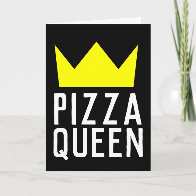 TARJETA CUMPLEAÑOS DE LA REINA PIZZA, ADECUADO PARA EL MAR (Anverso)