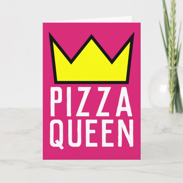 TARJETA CUMPLEAÑOS DE LA REINA PIZZA, ADECUADO PARA EL MAR (Anverso)