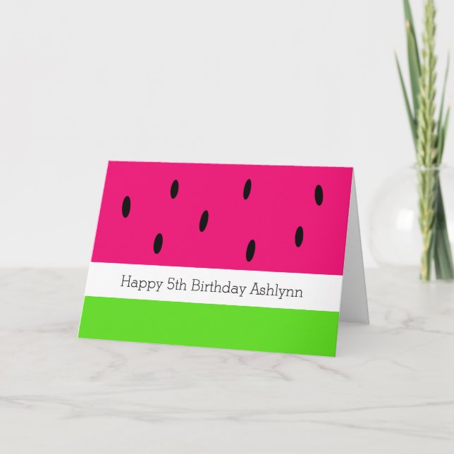Tarjeta Cumpleaños de la sandía Cuta (Anverso)