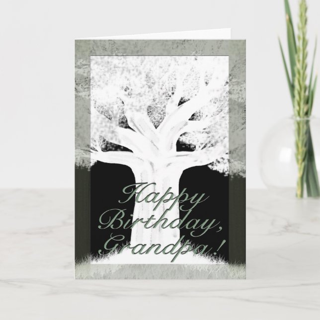Tarjeta Cumpleaños de la silueta de árbol (Anverso)