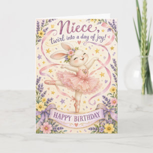 Tarjeta Cumpleaños de la sobrina: Bailarina de conejito gi