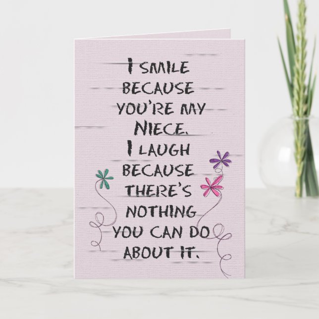 Tarjeta Cumpleaños de la sobrina con la carta de las flore (Anverso)
