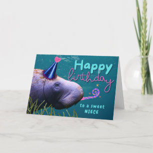 Tarjeta Cumpleaños de la sobrina Manatee en Fiesta