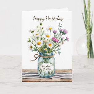 Tarjeta Cumpleaños de la Suegra Flores Silvestres en Tarro