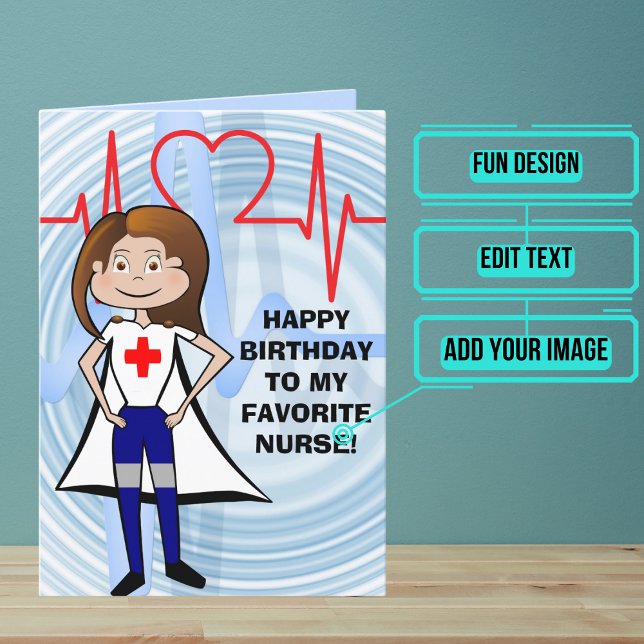 Tarjeta Cumpleaños de la superenfermera (This lovely card is specifically for the friend or family member in your life who is a super nurse.)