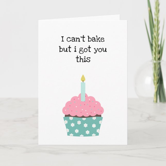 Tarjeta Cumpleaños de la tarta divertida (Anverso)