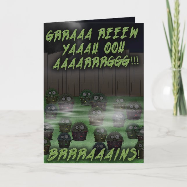 Tarjeta Cumpleaños de la tarta zombie #4 (Anverso)
