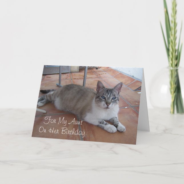 Tarjeta Cumpleaños de la tía personalizada del gato (Anverso)