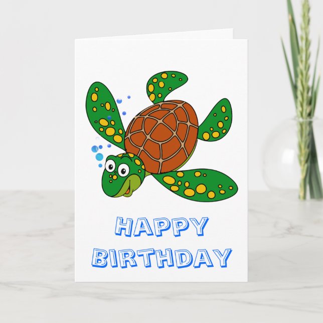 Tarjeta Cumpleaños de la tortuga de mar del salto (Anverso)