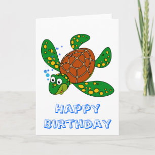 Tarjeta Cumpleaños de la tortuga de mar del salto