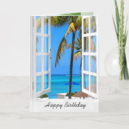 Tarjeta Cumpleaños de la ventana tropical